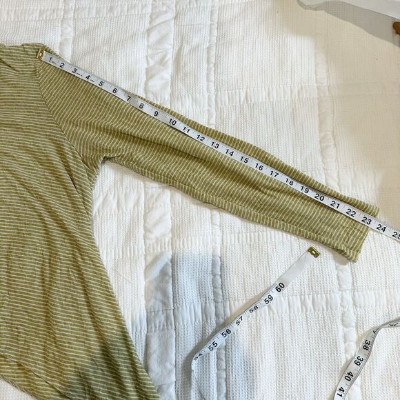 Comfy USA Top Womens Large Yellow Butter Striped Long-Sleeve Lagenlook Crinkle - Picture 9 of 10